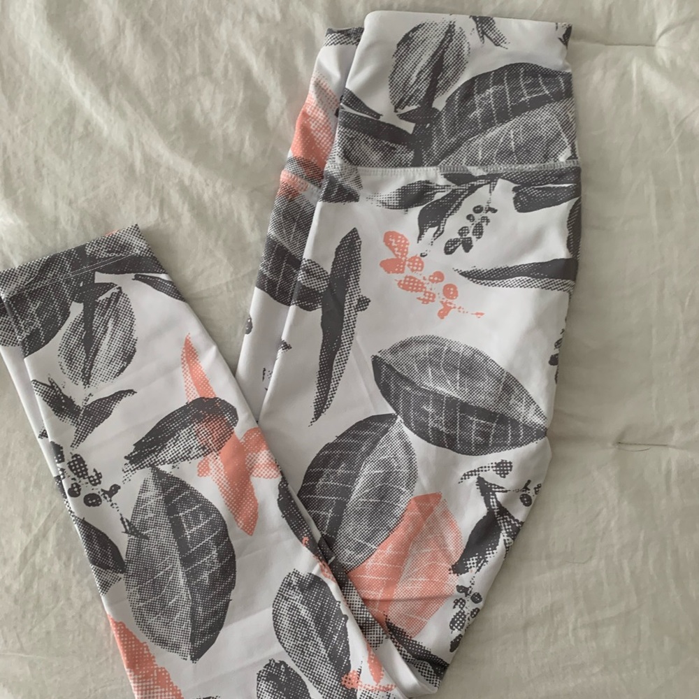 white floral active leggings- full length